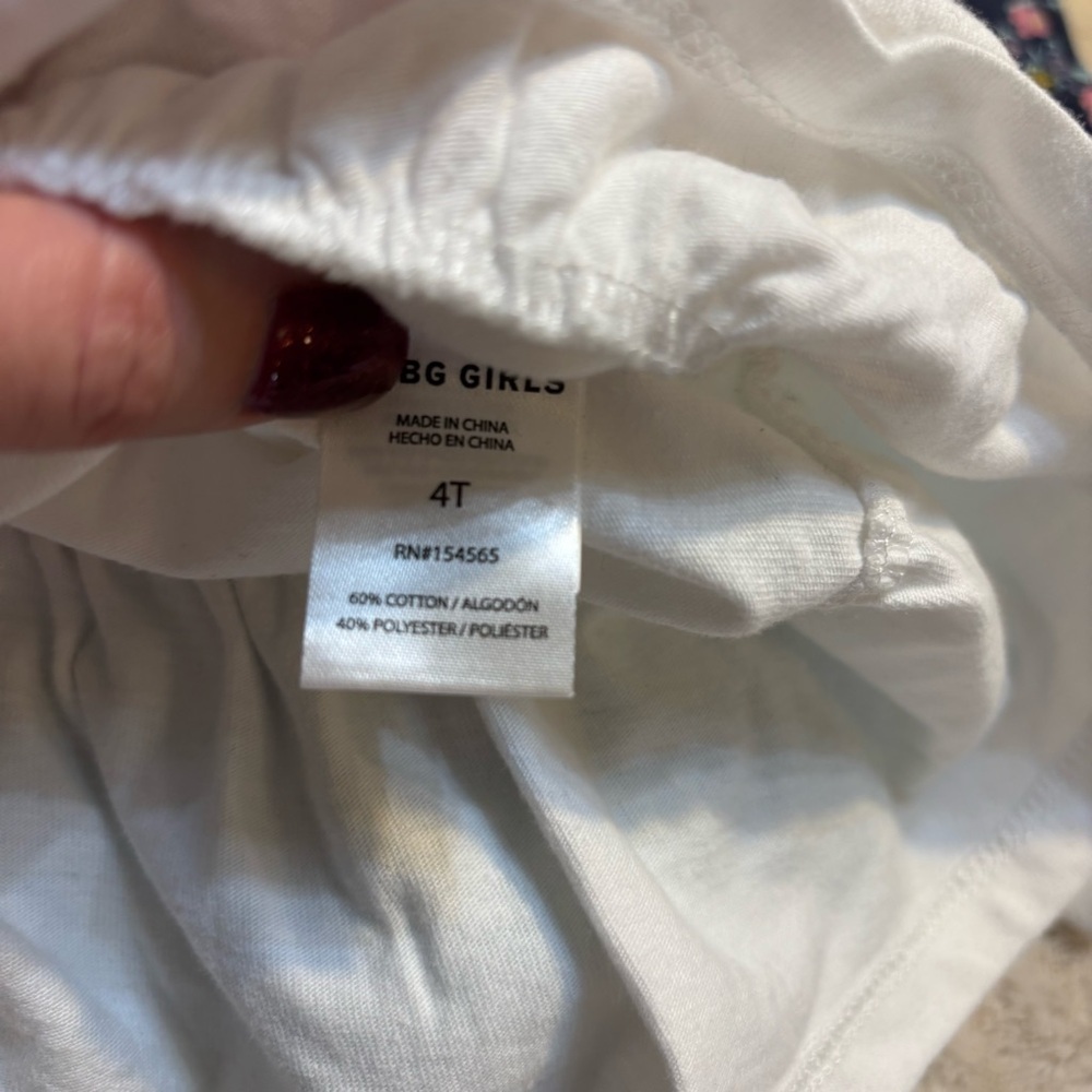 BCBG Girls Outfit Size 4T Girls Pants 2 Tops Butterfly Floral Aqua, White, Navy - Picture 9 of 10